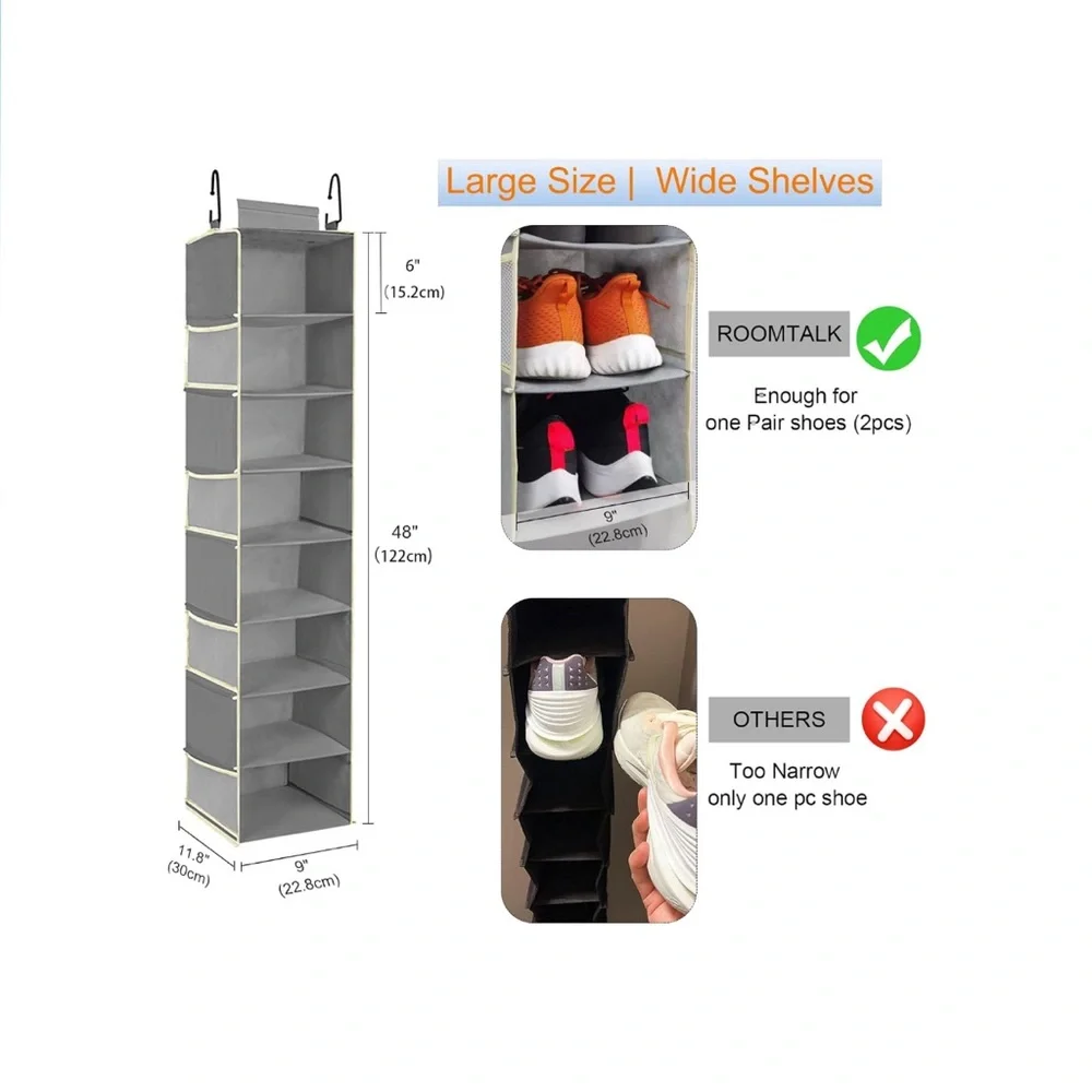 NIB Gray Hanging Closet Organizer